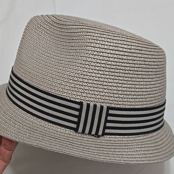 Something Special Stylish Tan Fedora Hat with Black Stripe - Picture 2 of 10